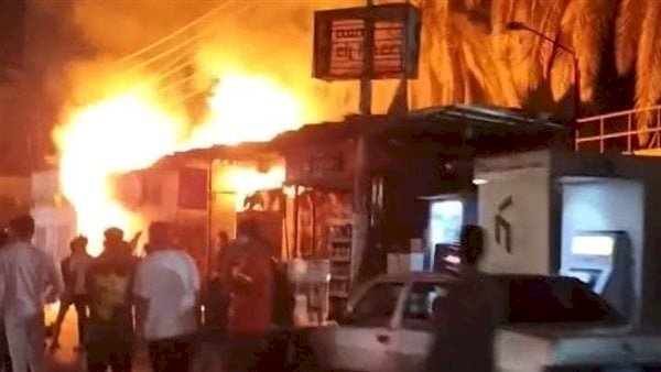 حريق نشب في محل ورد وسط مدينة بني سويف