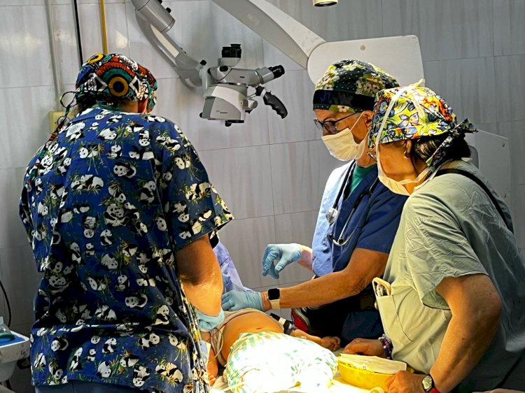 القافلة الطبية الأمريكية “تحالف من أجل الإبتسامة” تعالج وتجري عمليات جراحية لعدد ٧٠ طفل مصابين بالشفة الأرنبية بمستشفي سوهاج الجامعي