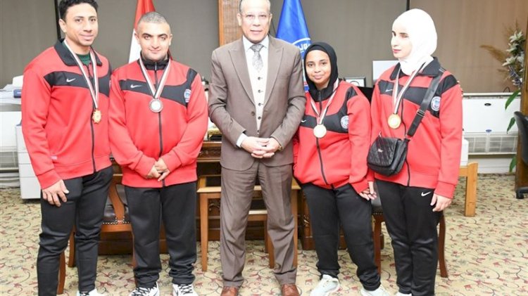 جامعة القناة تحتفى بطلابها الفائزين فى اللقاء الرياضى لذوى الإعاقة