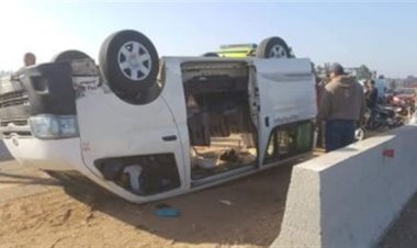 إصابة 10 أشخاص إثر انقلاب ميكروباص بوصلة أبو سلطان فى الإسماعيلية