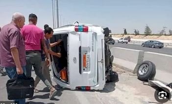 مصرع سيدة وإصابة 4 آخرين إثر حادث تصادم سيارتين في الستاموني بالدقهلية