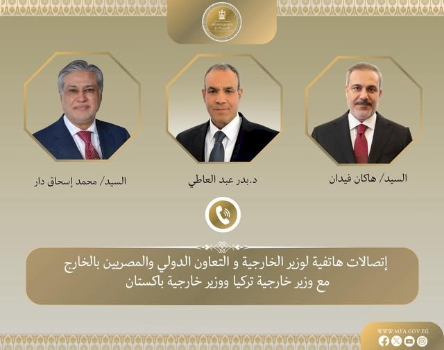 وزير الخارجية يبحث مع نظيريه الباكستاني والتركي التطورات الإقليمية وجهود خفض التصعيد