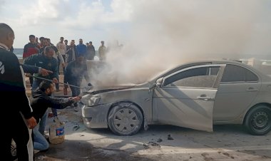 تفحم سيارة في حريق بكورنيش الإسكندرية دون إصابات