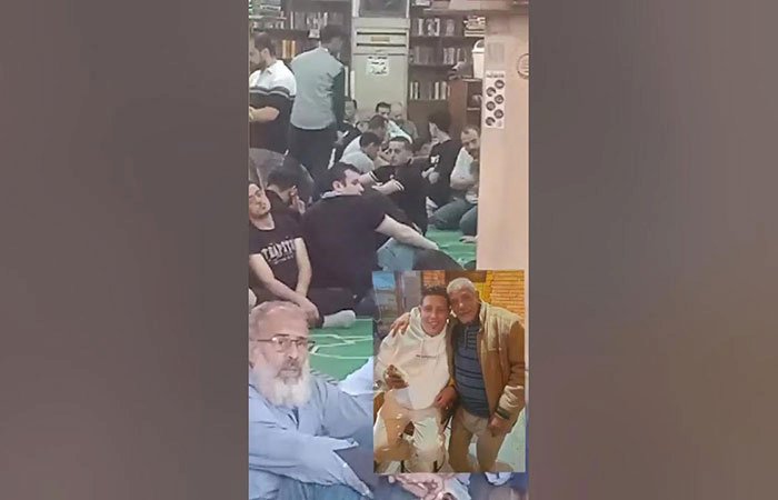 حمو بيكا يؤدي صلاة الجنازة على والده بمسجد العمري بالإسكندرية