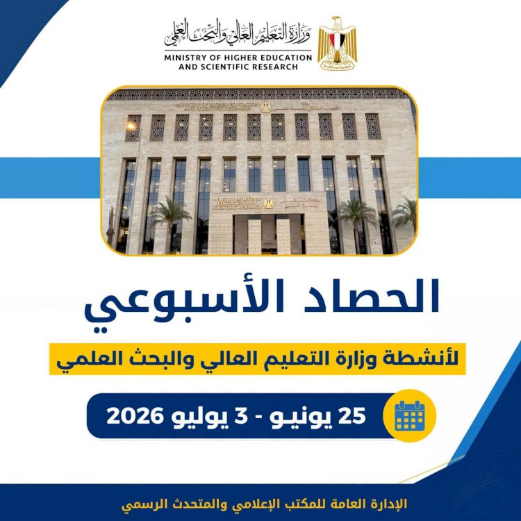 بالانفوجرافيك..الحصاد الأسبوعي لأنشطة وزارة التعليم العالي والبحث العلمي