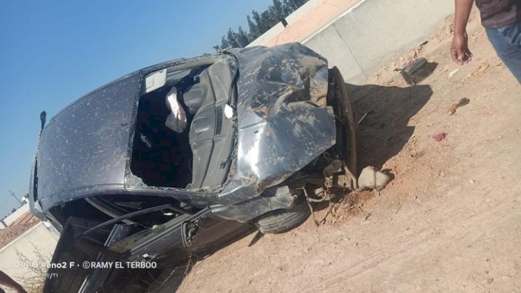إصابة شخصين فى حادث انقلاب سيارة ملاكى بطريق أسيوط الغربى