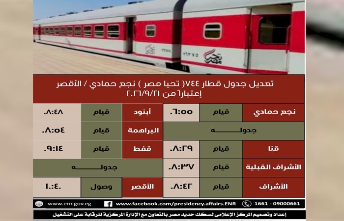 السكة الحديد:  تعديلات على تشغيل ومواعيد وتركيب بعض القطارات اعتبارًا من 15 سبتمبر ولحين تعليمات جديدة